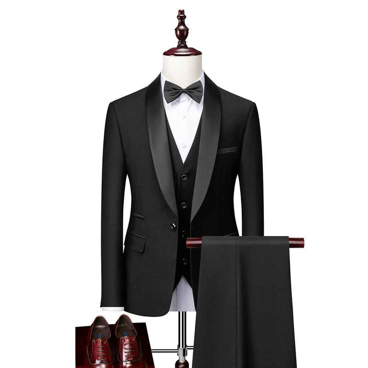 Men's Slim Fit 3-Piece Suit Set Black