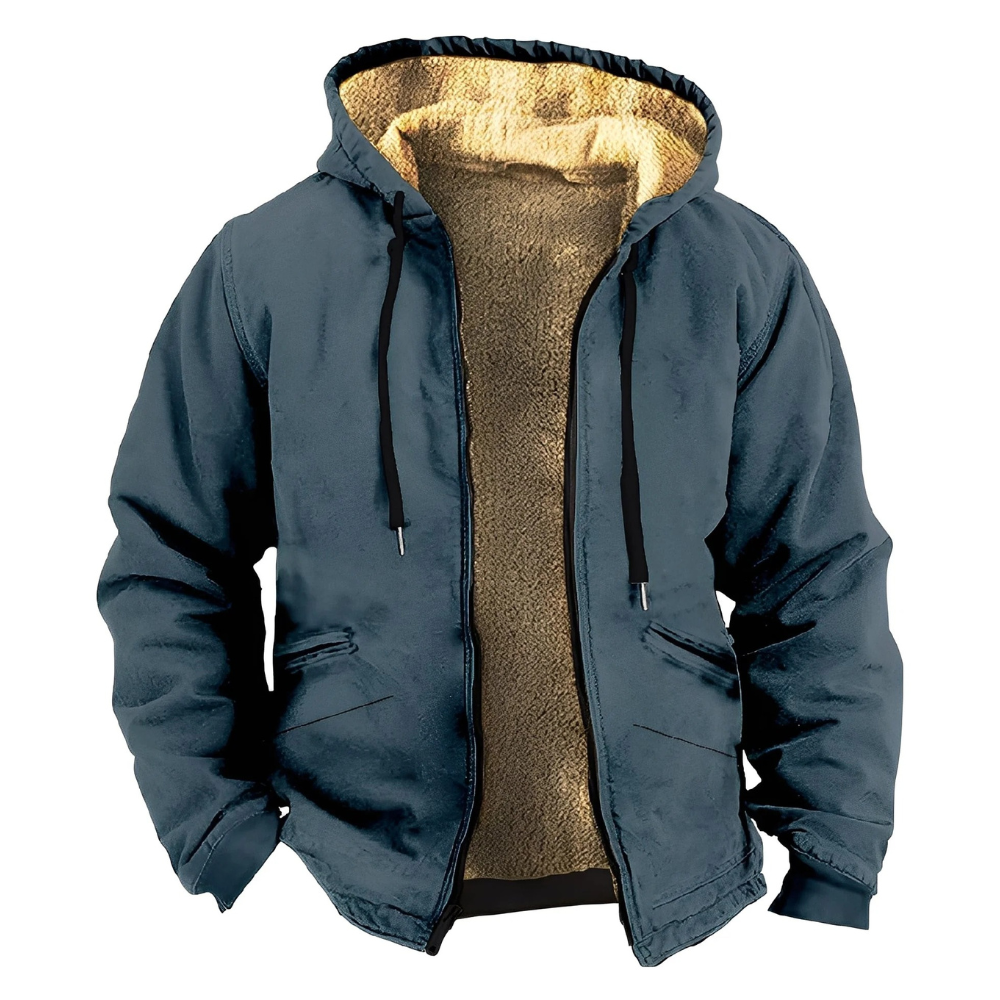 Men's Sherpa Lined Aztec Print Zip Hoodie Blue