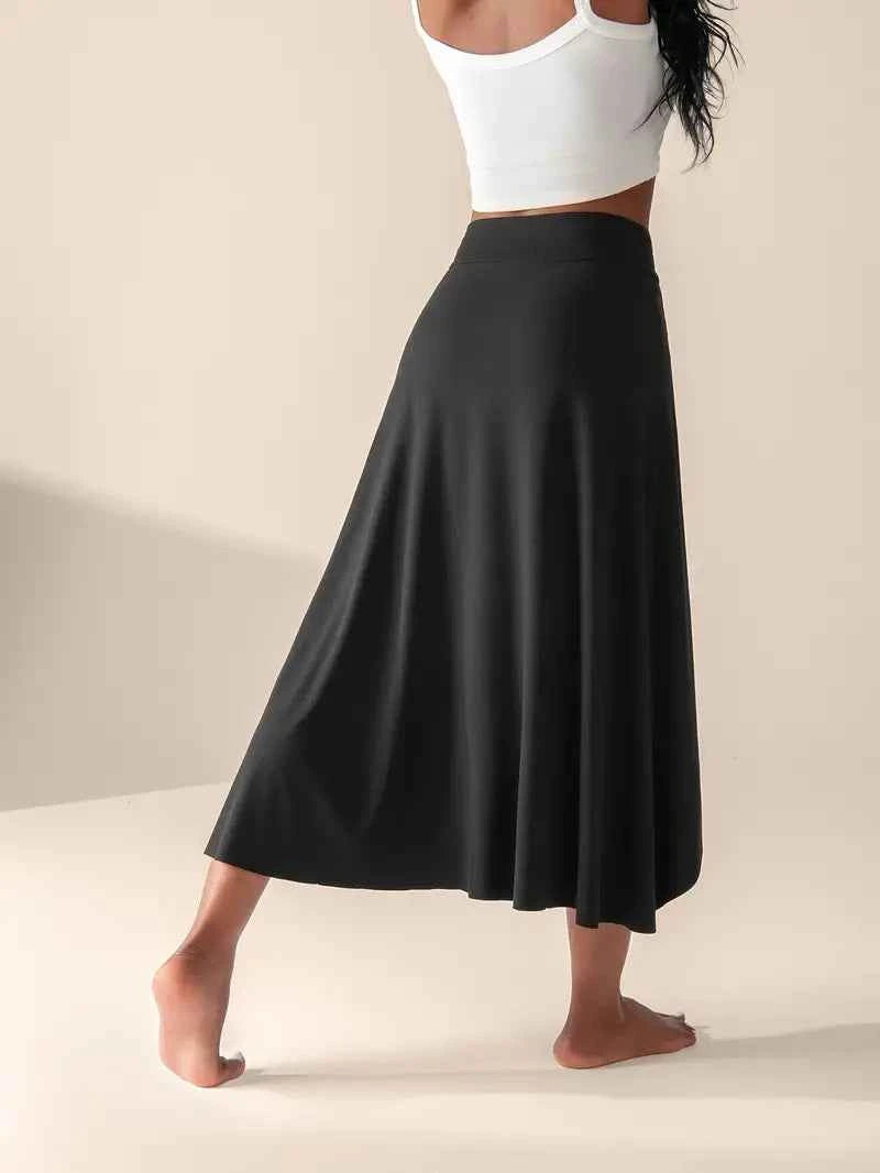 Women's High Waist Skirt with Split and Pockets