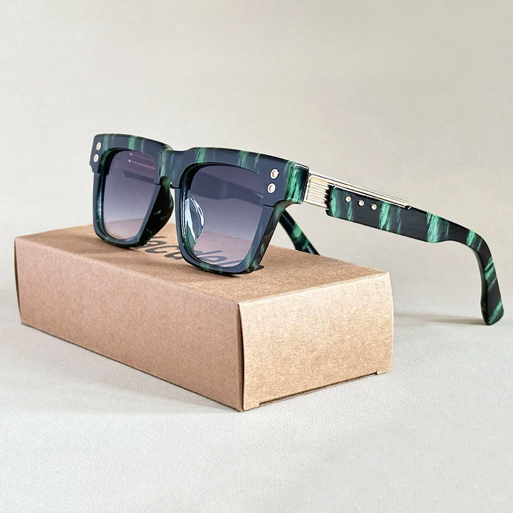 Chic Square Sunglasses for Stylish Looks Green-Gray