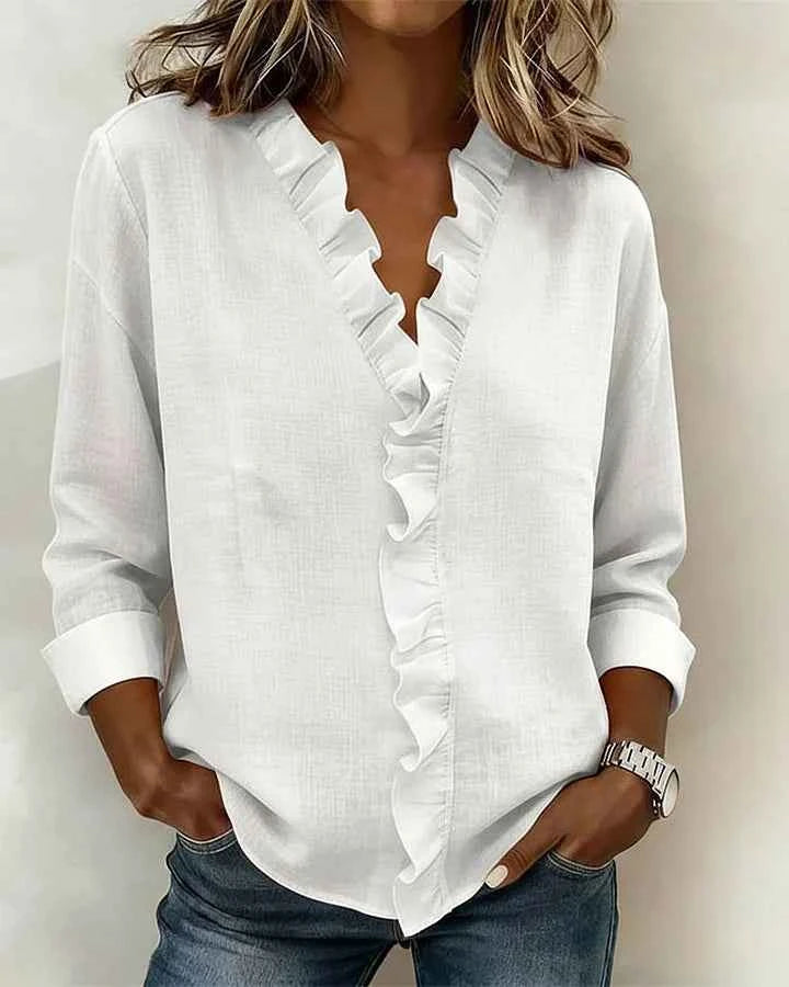 Women's Lightweight V-Neck Blouse White