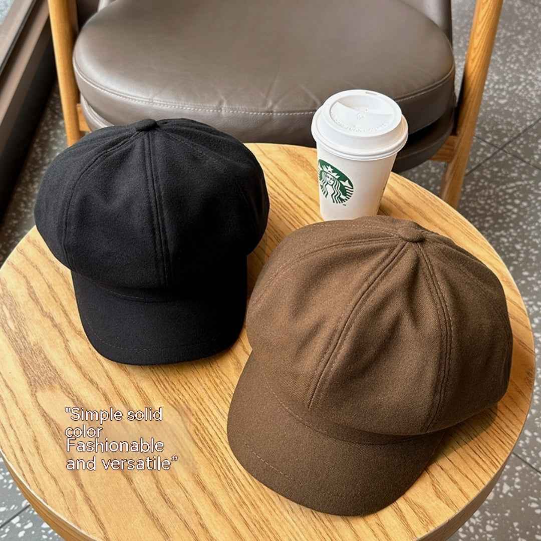 Beret Girls' Korean-style Versatile Face-looking Octagonal Cap Artistic Retro Newsboy Cap Japanese Painter Hat