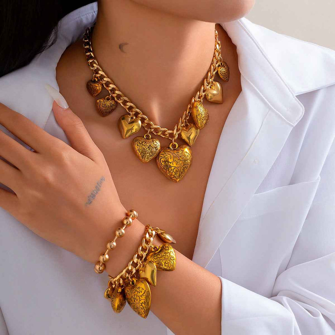 Classic Heart Jewelry Set Gold