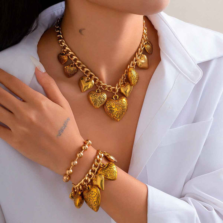 Classic Heart Jewelry Set Gold