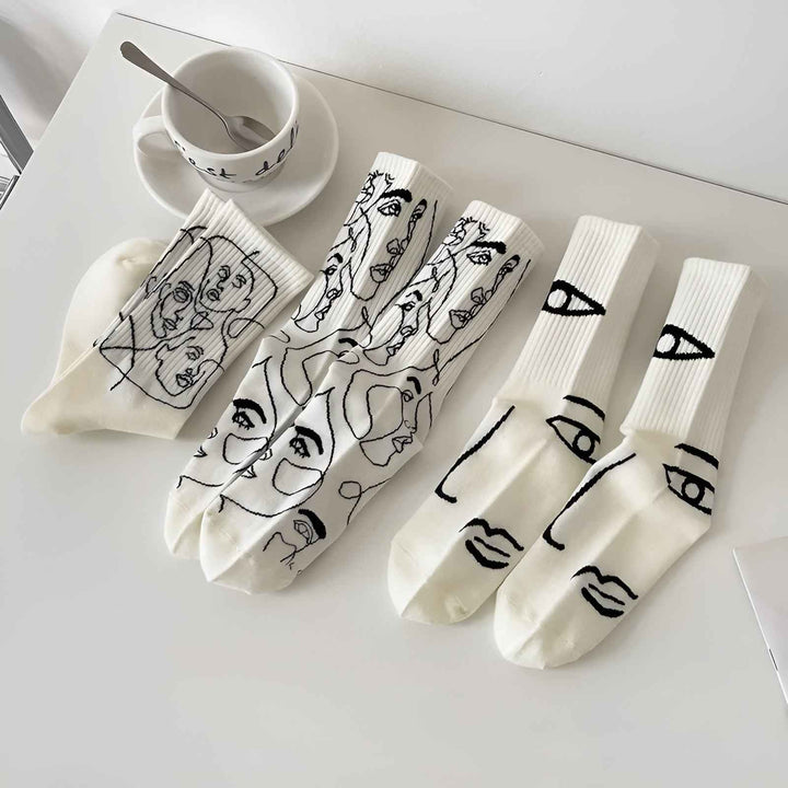 Abstract Line Art Socks - Unique Hypnotic Design