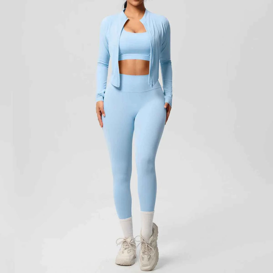 3-Piece Women’s Gym Set Sky Blue