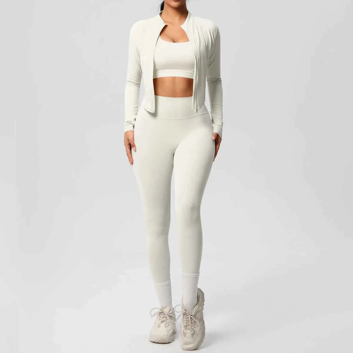 3-Piece Women’s Gym Set Light Ivory