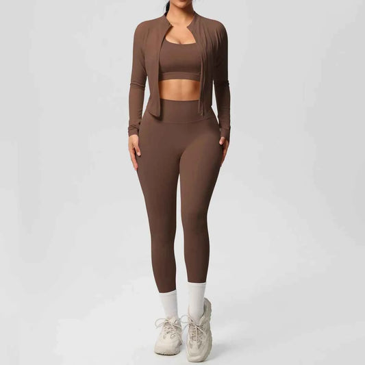 3-Piece Women’s Gym Set Brown
