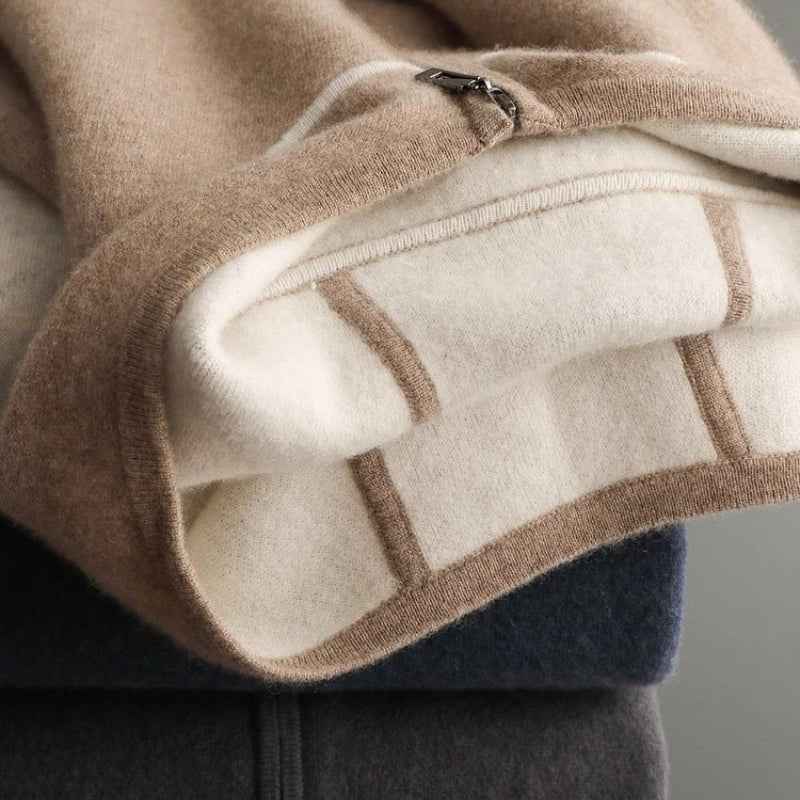 Men's Regular Fit Zip Front Hoodie with Contrast Trim