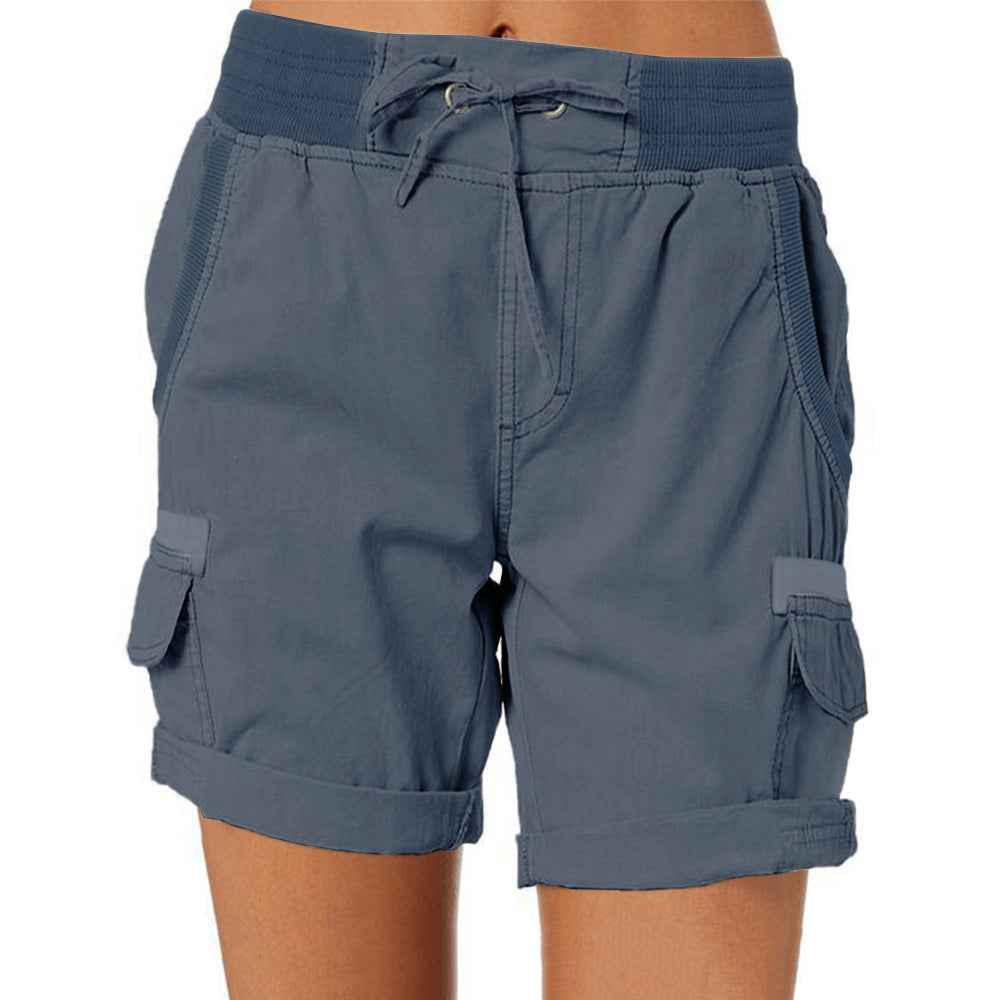 Women's Casual High-Waisted Utility Shorts Dark Blue