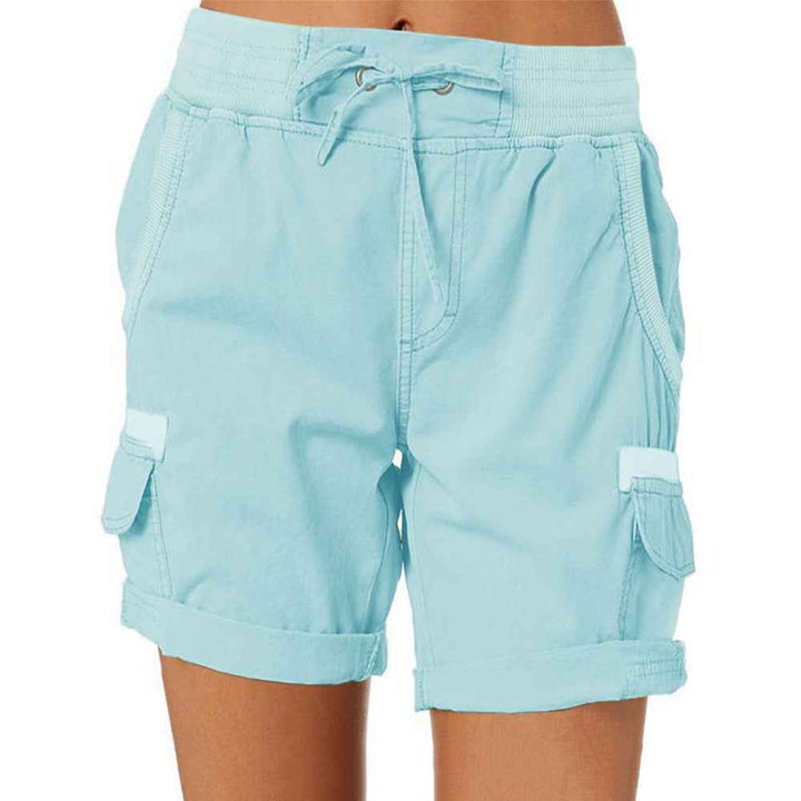 Women's Casual High-Waisted Utility Shorts Light Blue