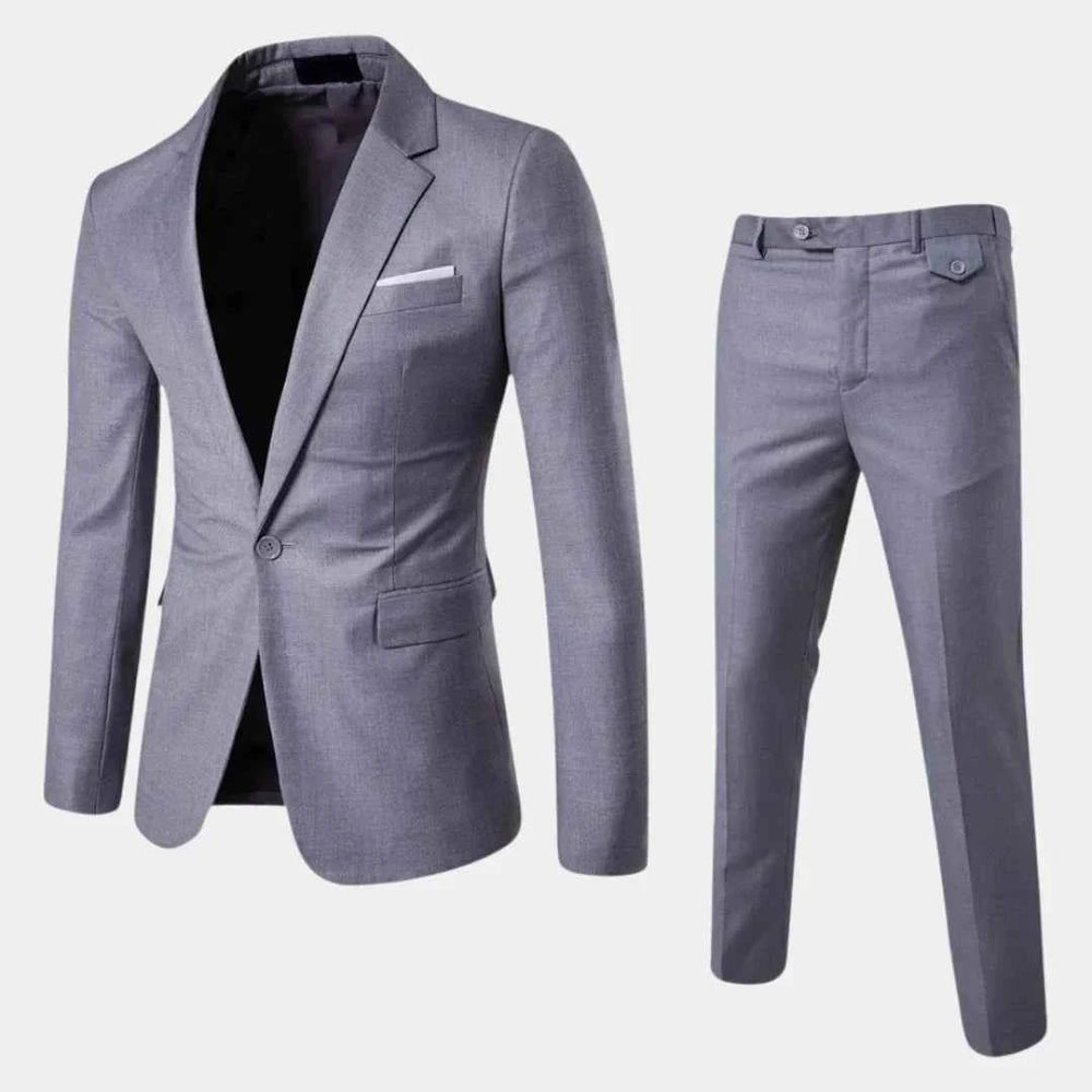Men's Stylish Suit with Blazer and Trousers Gray