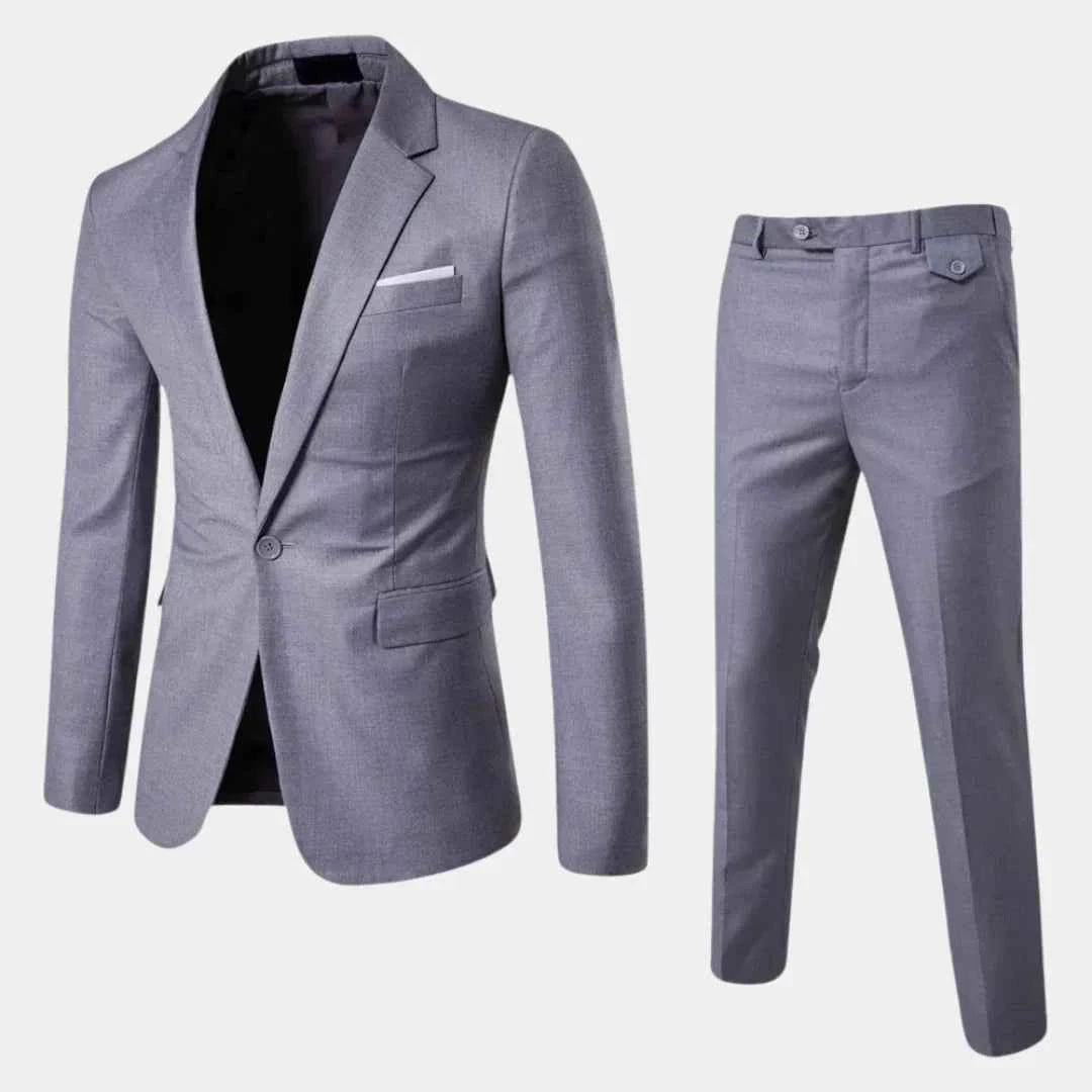 Men's Stylish Suit with Blazer and Trousers Gray