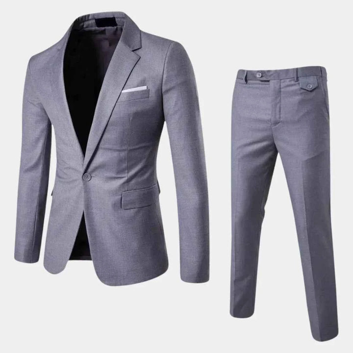 Men's Stylish Suit with Blazer and Trousers Gray
