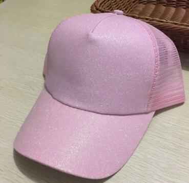 Casual Sunshade Duck Tongue Net Hat Ladies Ponytail Pink1 Glittery