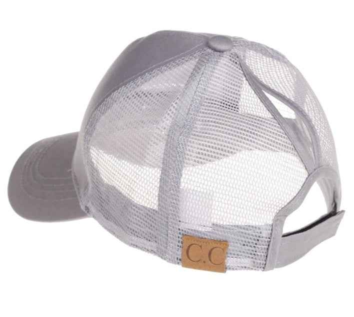 Casual Sunshade Duck Tongue Net Hat Ladies Ponytail Grey Plain