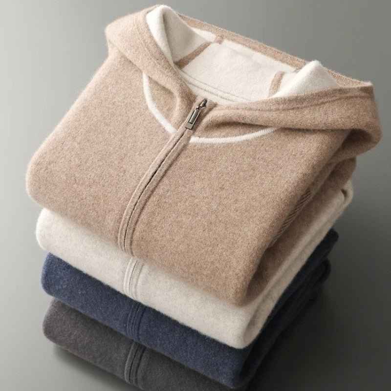 Men's Regular Fit Zip Front Hoodie with Contrast Trim