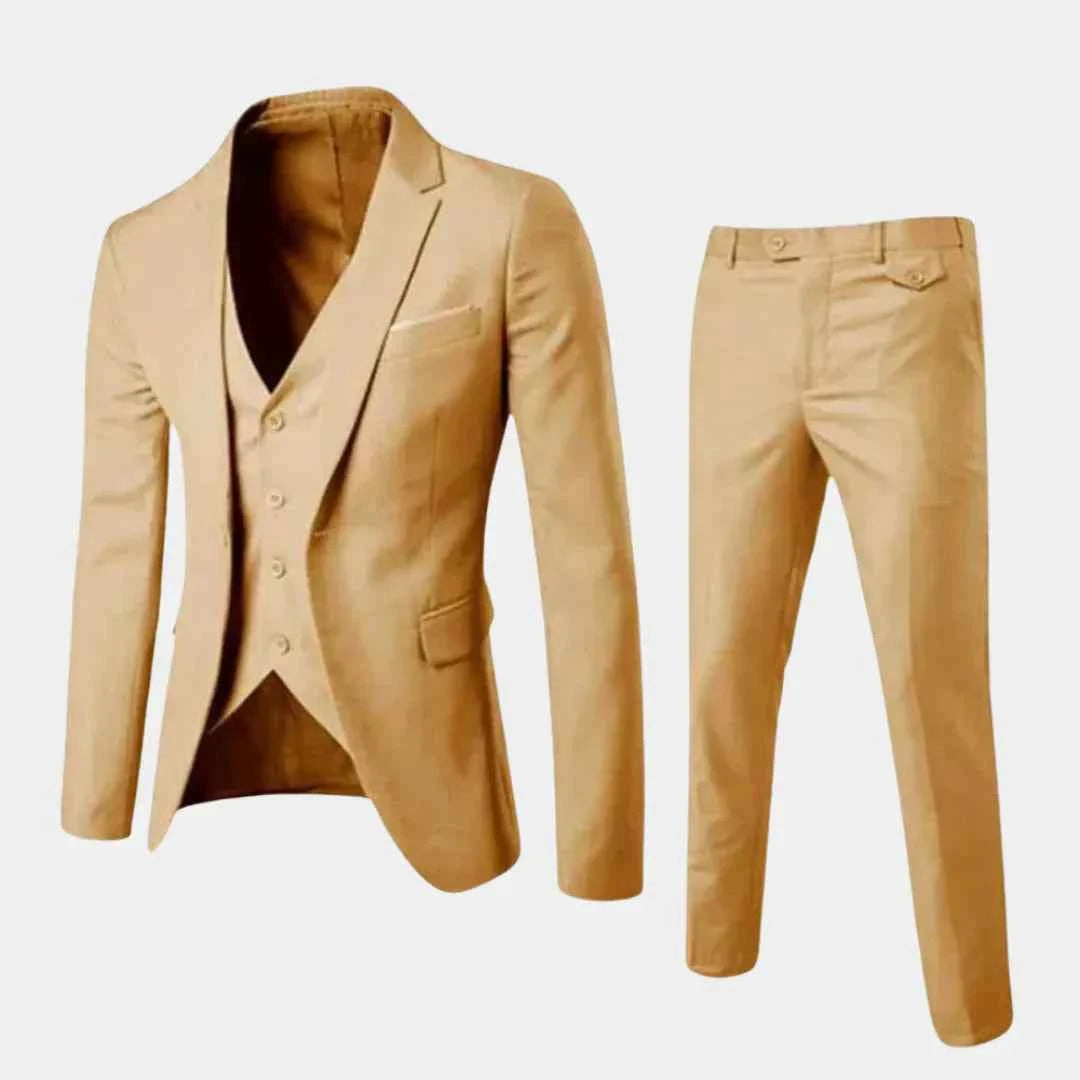 Men's Stylish Suit with Blazer and Trousers Beige