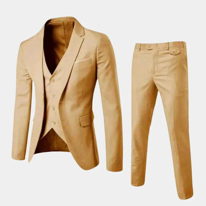 Men's Stylish Suit with Blazer and Trousers Beige