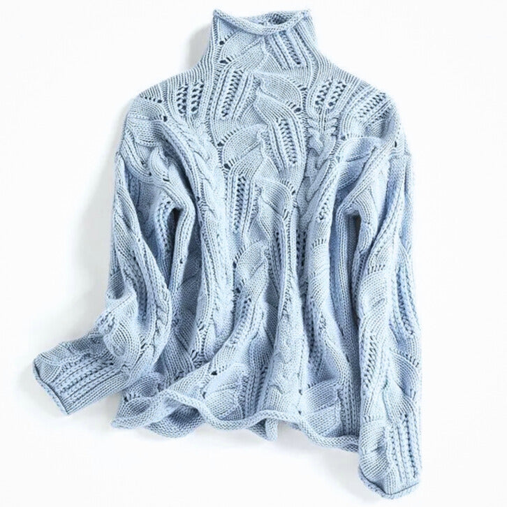 Women's Cashmere Sweater - Luxurious Comfort and Style Wavy Blue