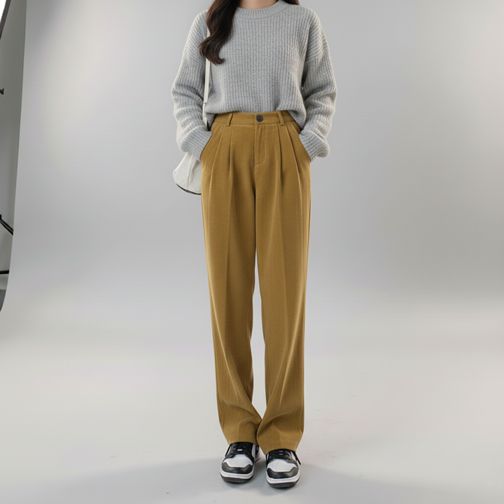 Women's Corduroy Pants - Stylish and Comfortable Olive