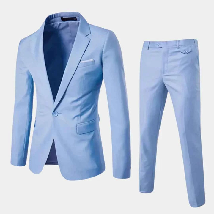 Men's Stylish Suit with Blazer and Trousers Light Blue