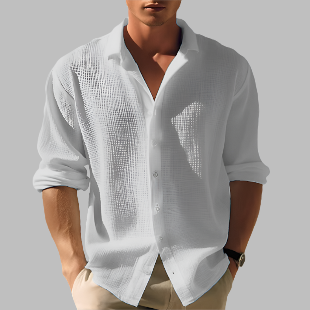 Men's Lightweight Solid Color Cotton Linen Shirt Gray