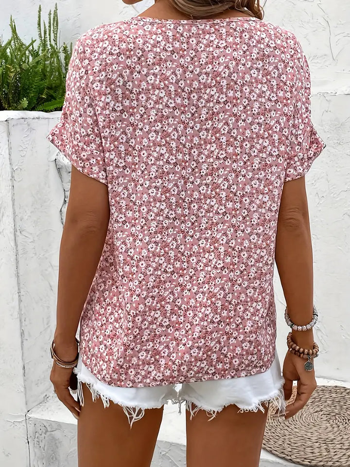 Women's Casual Floral Button Front Summer Blouse