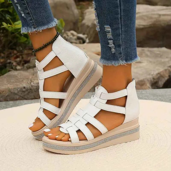 Hannah | Comfort Sandals with Rhinestone Decoration White