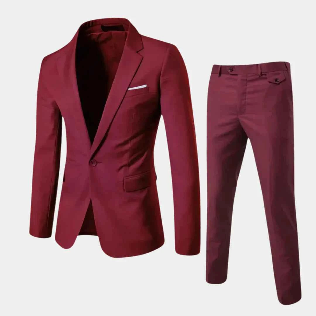 Men's Stylish Suit with Blazer and Trousers Red