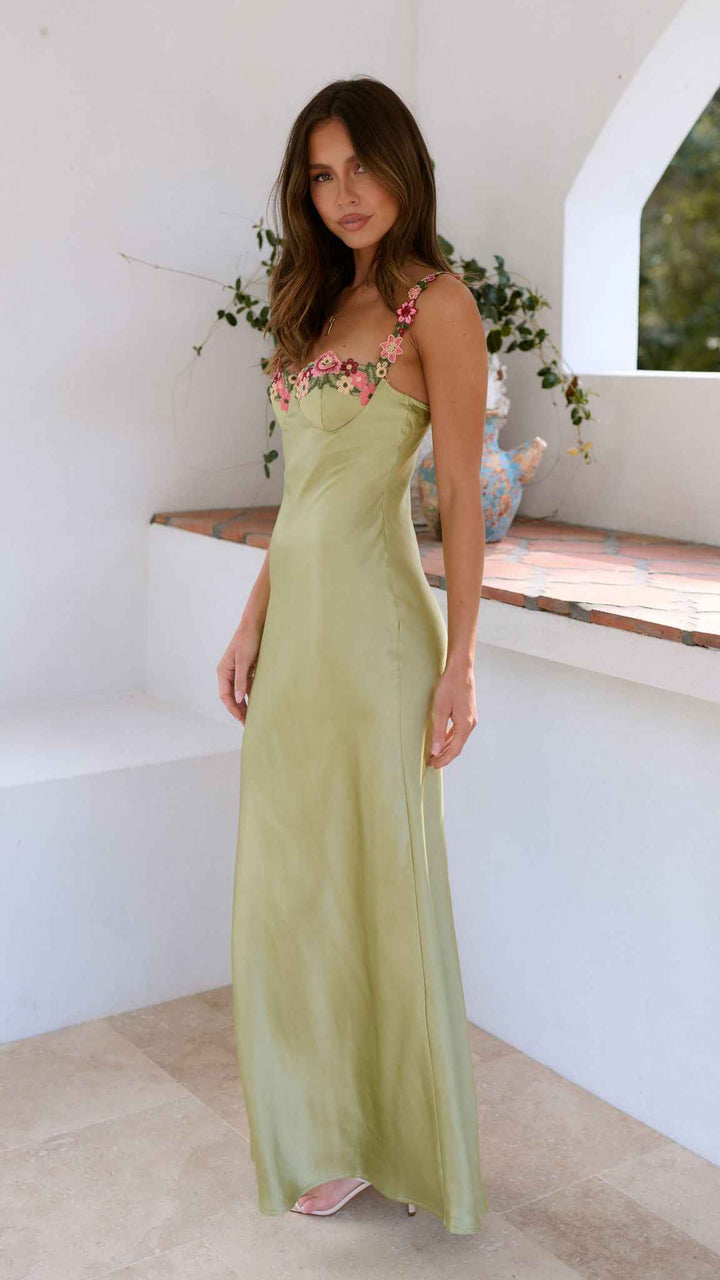 Carol | Women’s Floral Embroidered Maxi Dress with Elegant Flow