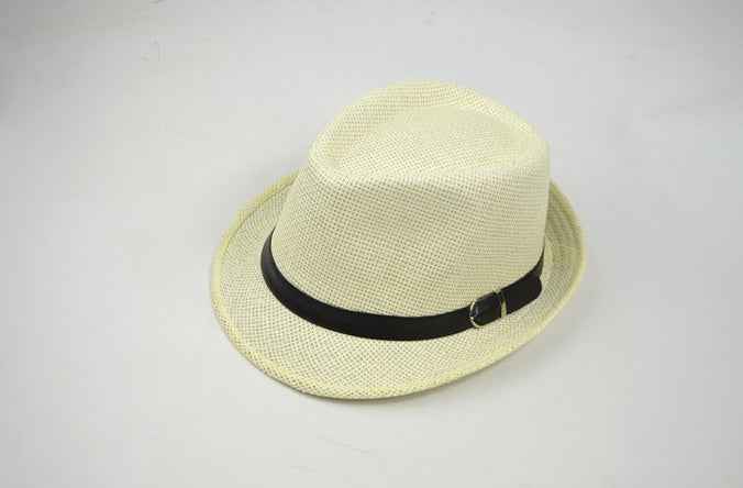 Men's Trendy Summer Straw Hat for Outdoor Adventures and Sun Protection Milk white