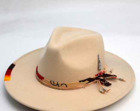 Wool-like Autumn And Winter Felt Cap British Woolen Hat Stylish Pendant Beige LorXL