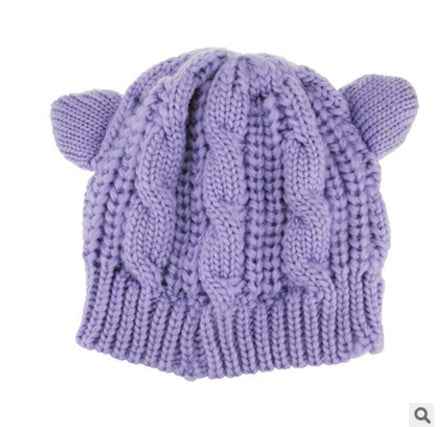 Handmade 3D Cat Ear Beanie – Stay Cozy and Cute This Winter! Purple