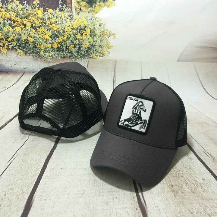 Animal embroidery baseball cap men and women summer Black horse