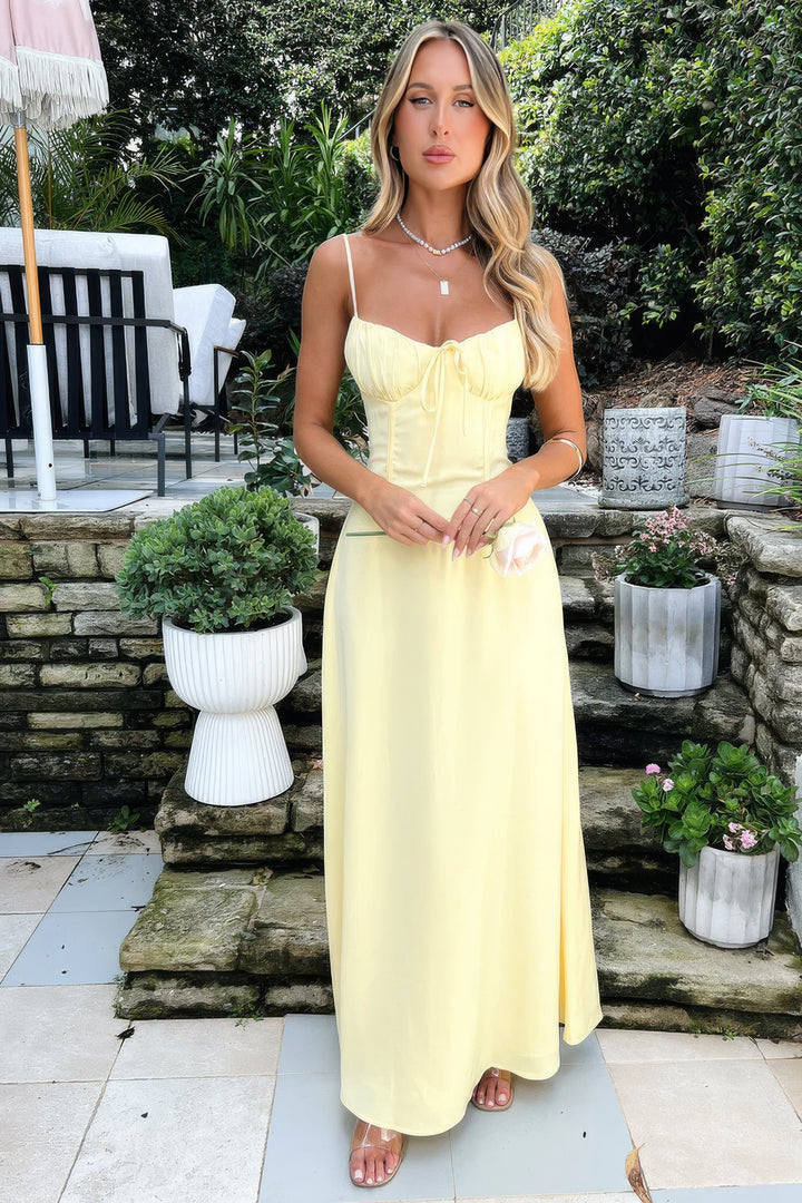Marica | Women's Stylish Maxi Summer Dress Yellow