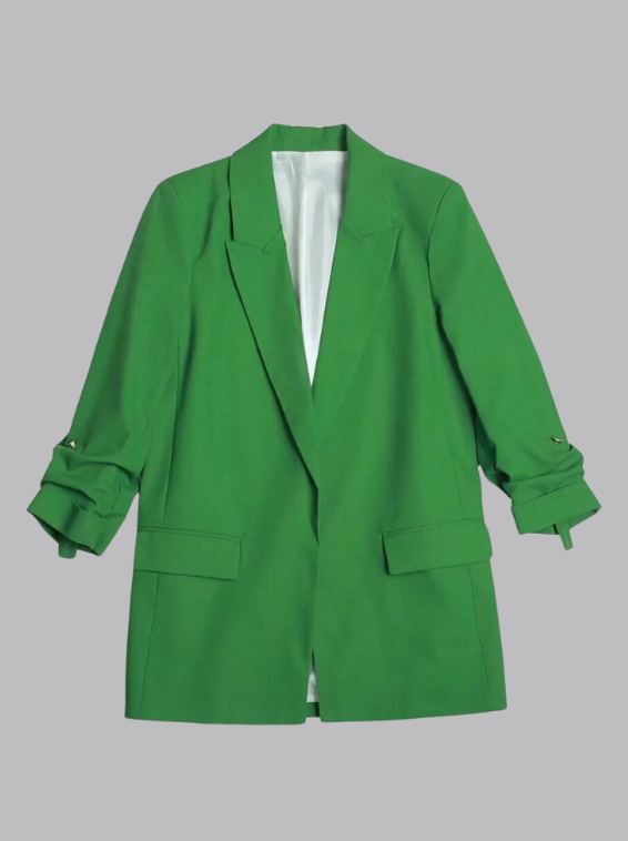 Women's Tailored Blazer - Single-Button Closure, Classic Lapels, Flap Pockets