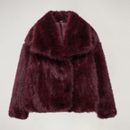 Women's Oversized Faux Fur Coat with Relaxed Fit and Luxury Style Burgundy