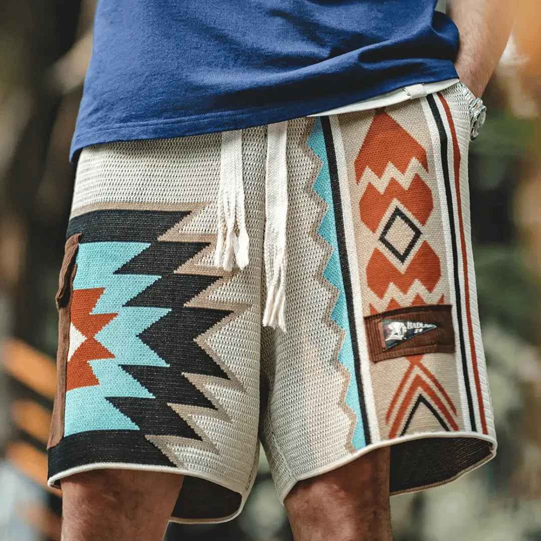 Men's Vintage Jacquard Knit Shorts - Sun Chaser Style