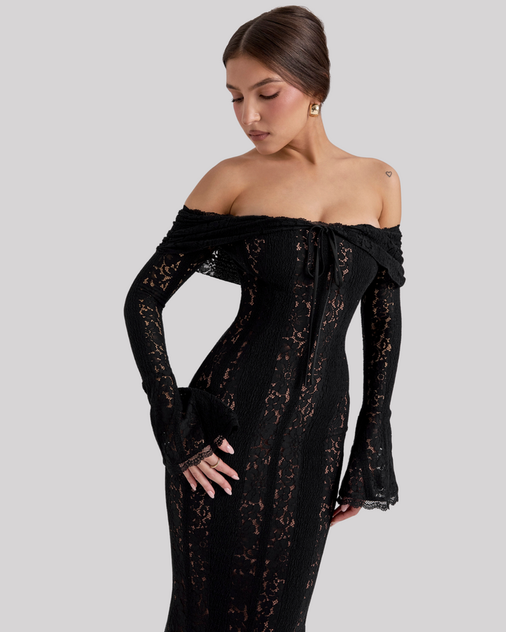 Luxe Off-Shoulder Maxi Dress in Lace for Women