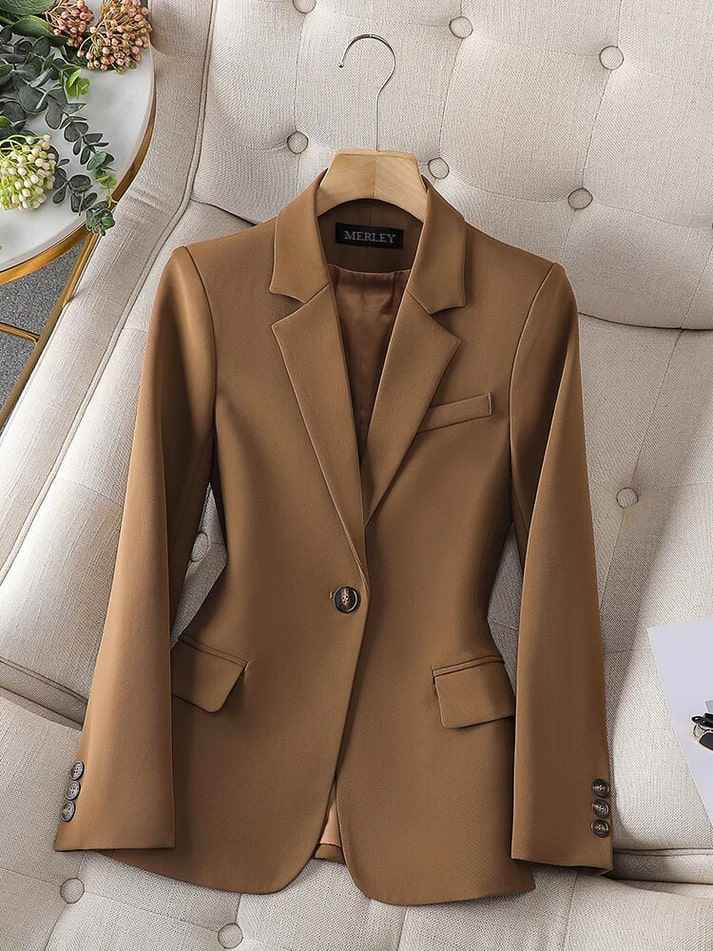 Women's Elegant Slim Fit Blazer Brown