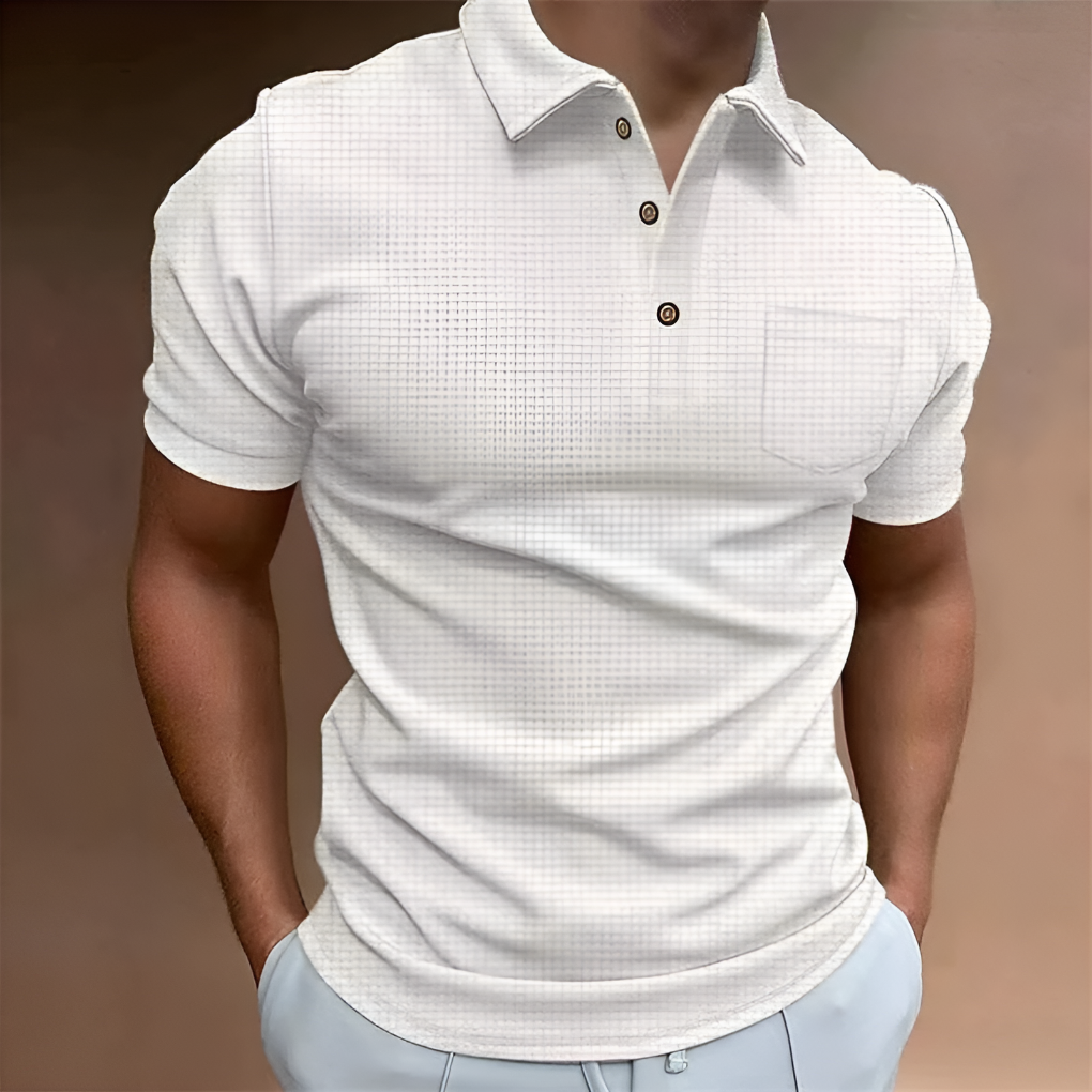Men's Short-Sleeve Half-Zip Casual Polo Top White