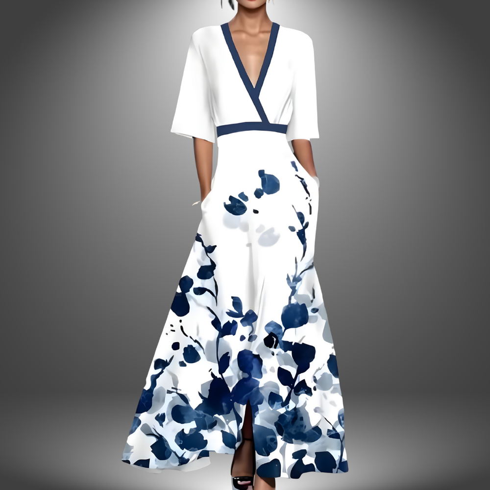 Lola | Elegant Floral Maxi Dress for Women Blue