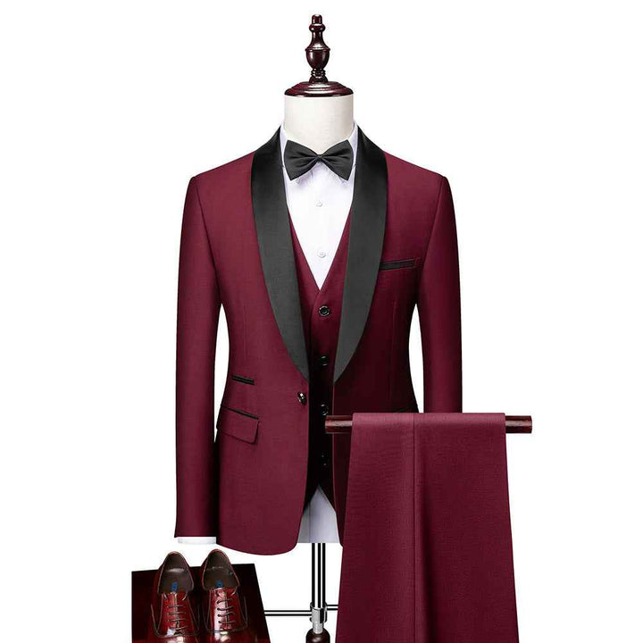 Men's Slim Fit 3-Piece Suit Set Red