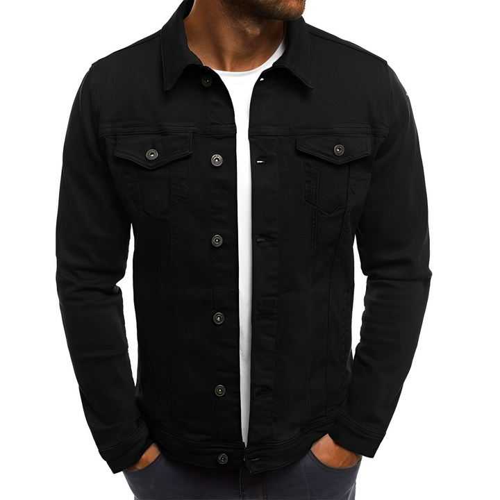Men's Lightweight Denim Summer Jacket for Warm Weather Black