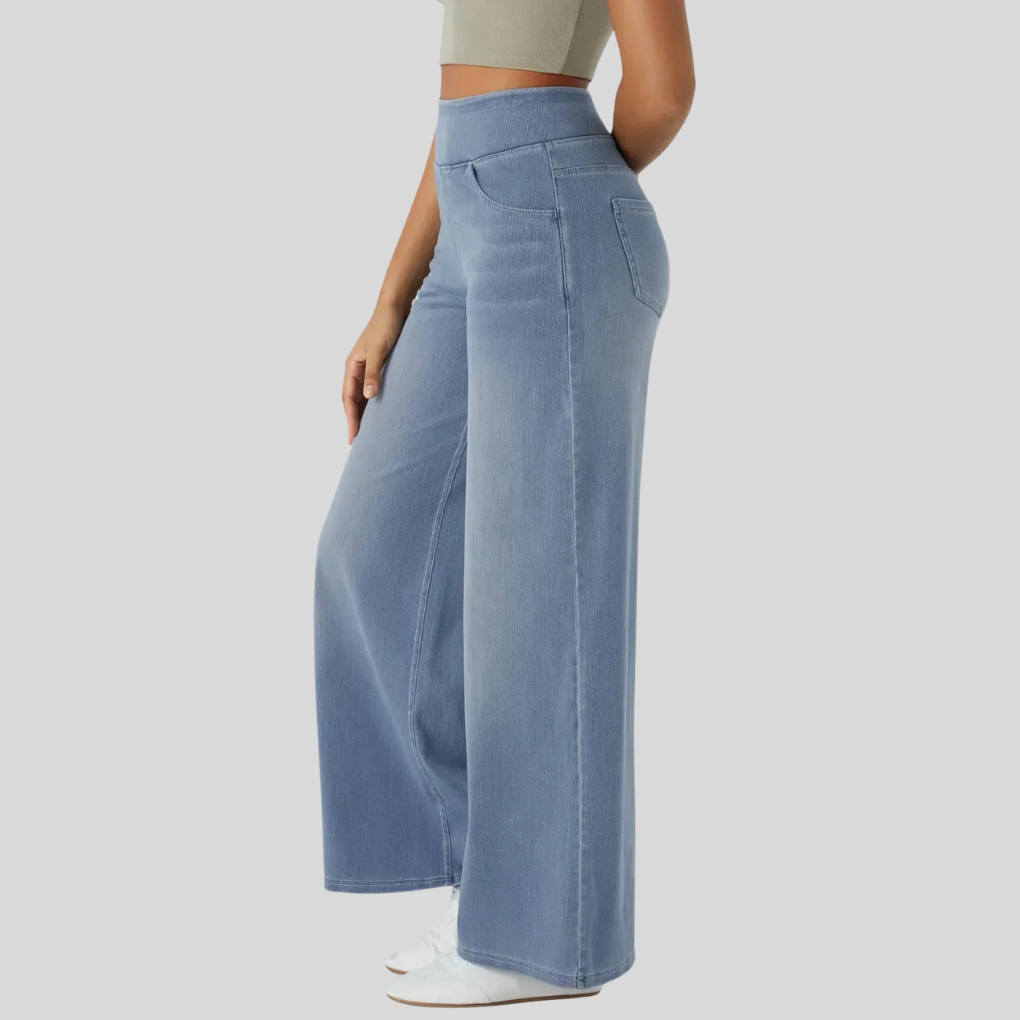 Women's High-Waisted Elastic Trousers