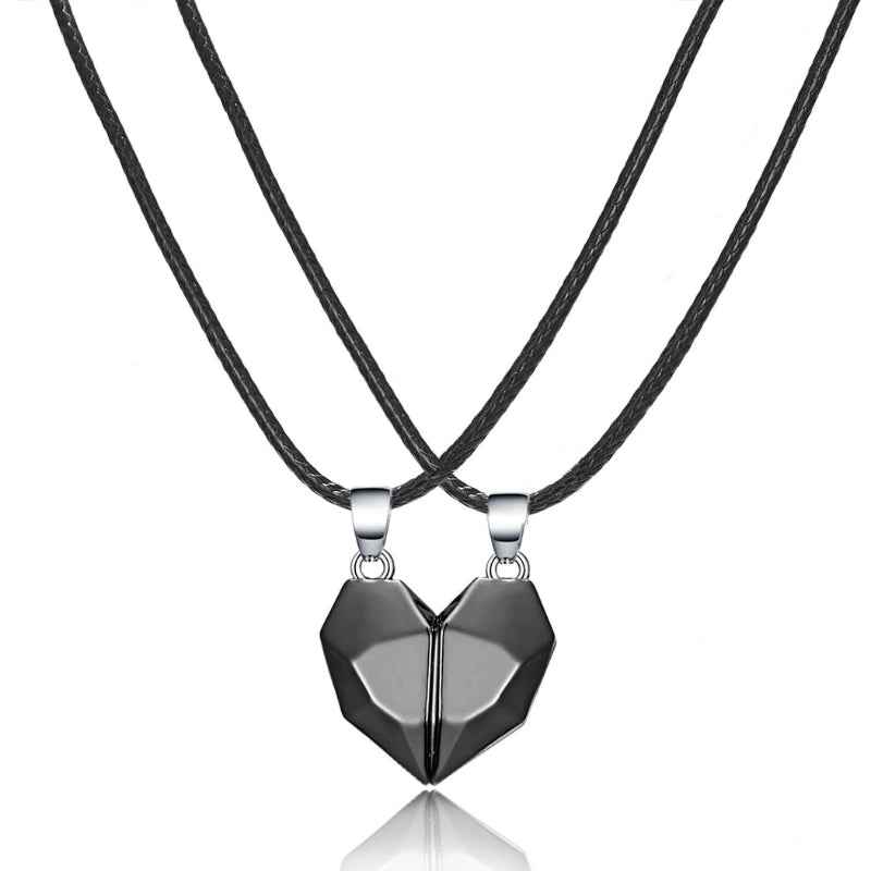 Heart Duo Necklaces - Perfect Gift for Couples Black
