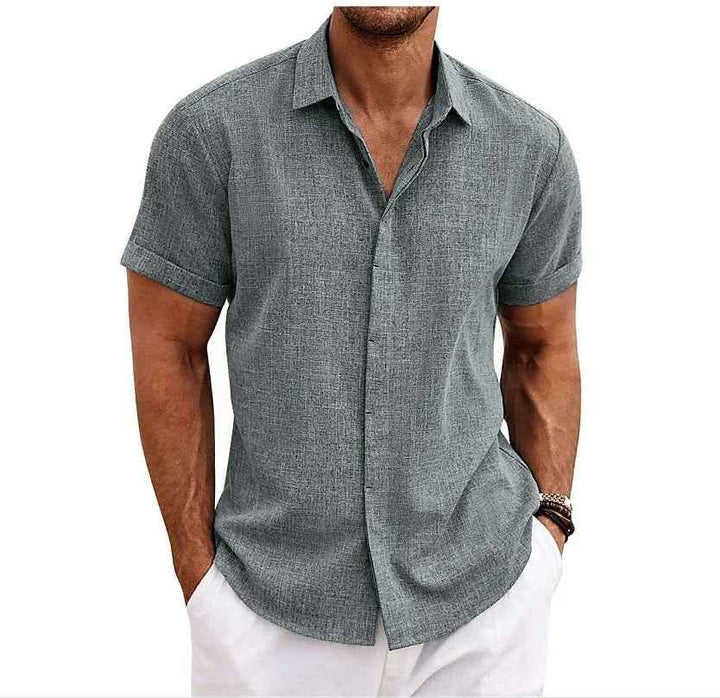 Men's Lightweight Cotton-Linen Casual Shirt Gray