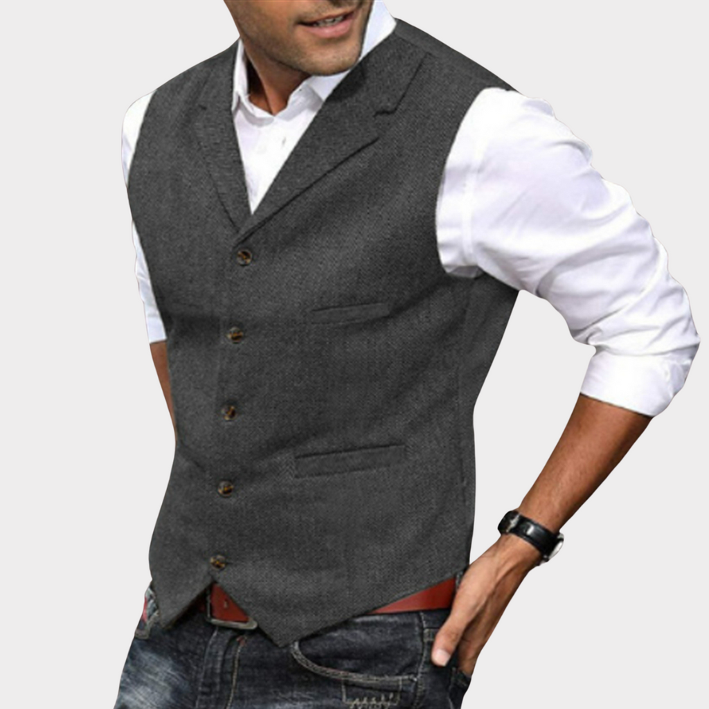 Men's Vintage Vest - Classic Style Dark Grey