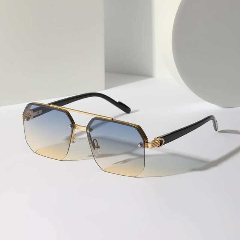 Polarized Semi-Rimless Sunglasses for Ultimate Style and Protection Black Gold Tea